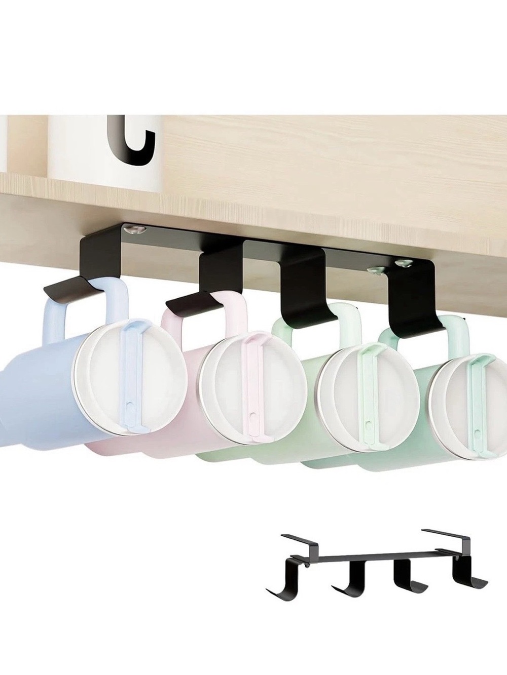 Under Cabinet Mug Tumbler Holder Rack in Black NIB